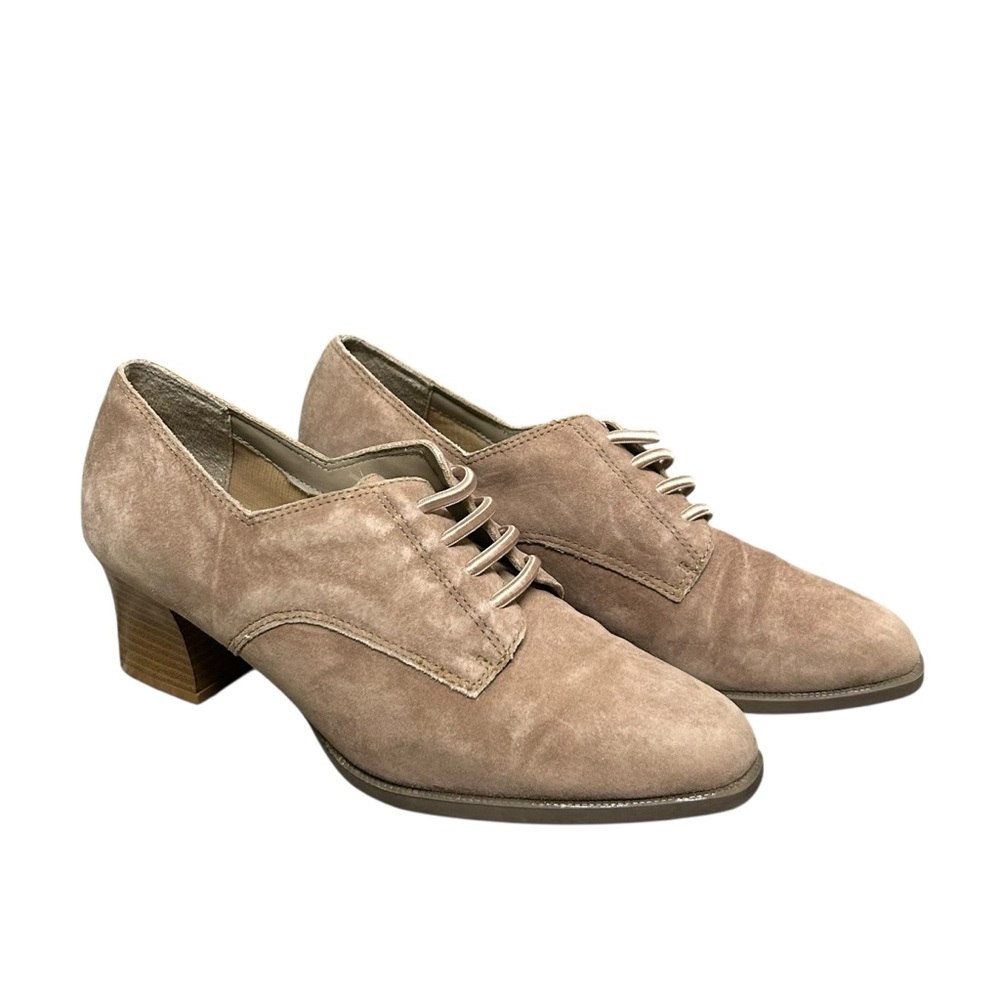 Dr Scholl's Faux Brown Suede Ankle Booties Heeled Oxford Shoe Size 8